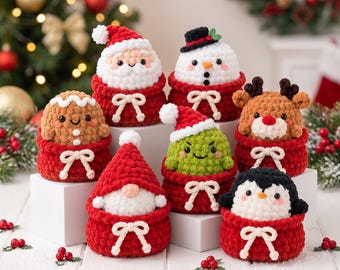 7in1 Christmas Blind Bag Gifts Crochet PDF Pattern - Low Sew Crochet Dumpling Christmas Amigurumi - Holiday Gift for Friends & Family