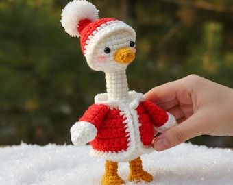 Christmas Goose Crochet Pattern - Cute Santa Goose Plush Amigurumi PDF Tutorial - Xmas Gift Crochet - Xmas Home Decoration Crochet Pattern