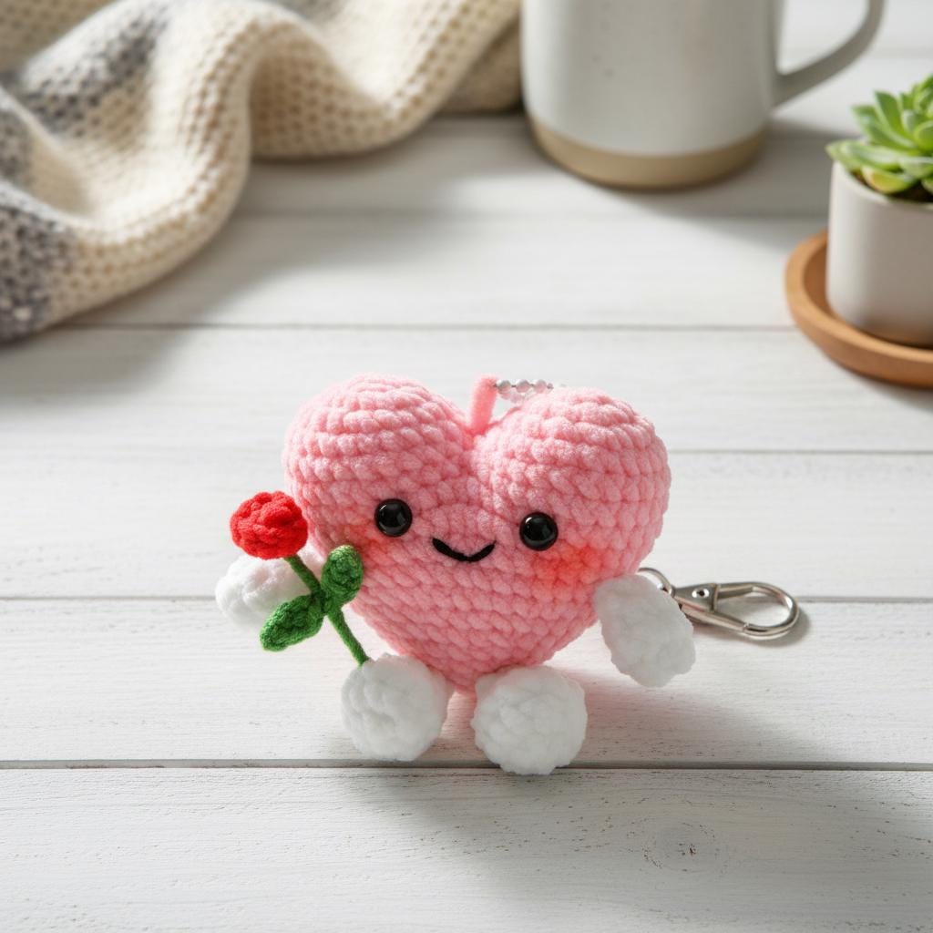Cute Heart With Rose Crochet Pattern - How to Crochet Cute