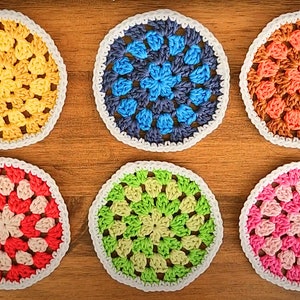 CROCHET PATTERN - Granny Circle Coaster, Crochet Pattern Flower Bouquet Plant Coasters Instant Digital Download PDF Crochet Pattern
