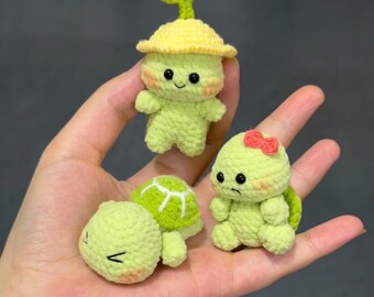 Mini Turtle Keychain Crochet PDF Pattern - How to Crochet Cute Animals Bag Charm - Cute Turtle Amigurumi Tutorial