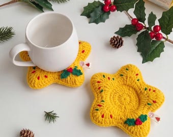 Xmas Star Coaster Crochet PDF Pattern - Easy Crochet Christmas Coaster Dinner Table Decoration