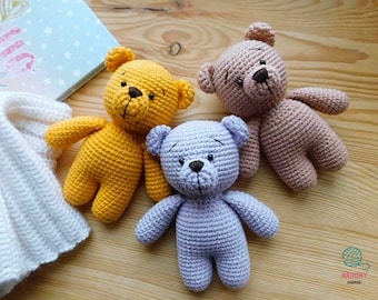 Padrão de crochê em PDF para ursinho de pelúcia amigurumi, ursinho de pelúcia fofo e fácil de fazer para decoração de quarto infantil, padrão de brinquedo de crochê.