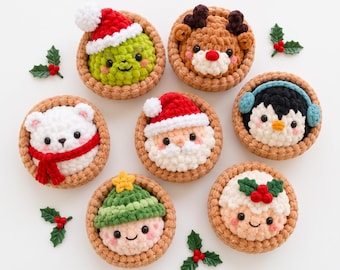 8in1 Christmas Dumpling Crochet PDF Pattern - Low Sew Crochet Squishy Bao Christmas Amigurumi - Cute Christmas Bundle Bag Charm
