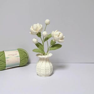Jasmijnvaas gehaakt pdf-patroon - Vakantie eettafel Bloemenvaas haaktutorial - Hoe bloemenvaas te haken Woondecoratie amigurumi