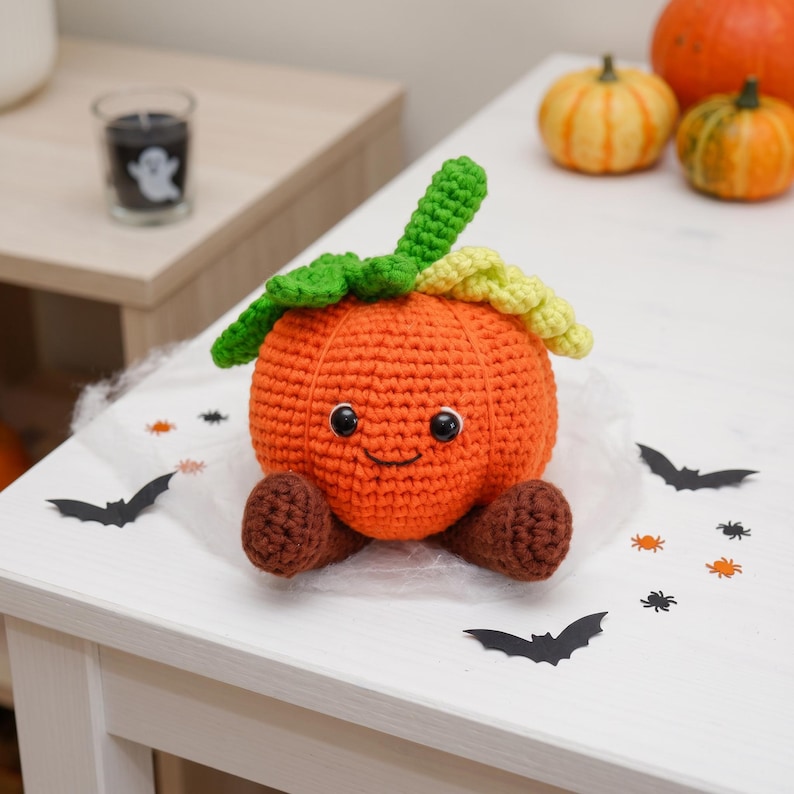 Patrón PDF de ganchillo de calabaza con forma de gato de gelatina - Decoración de otoño a ganchillo fácil para principiantes - Decoración acogedora para el hogar a ganchillo, tutorial de amigurumi de calabaza adorable imagen 6