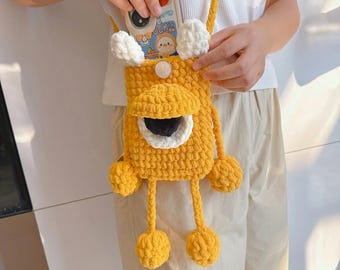 Monster Phone Bag Crochet PDF Pattern - Easy Crochet Mini Crossbody Bag Amigurumi - Monster Mini Pouch Crochet Tutorial - Crochet Accessory