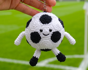 Cute Ball Crochet PDF Pattern, Step by Step Soccer Ball Keychain Amigurumi Tutorial, Crochet Soccer Bag Charm, Soccer Lover Amigurumi