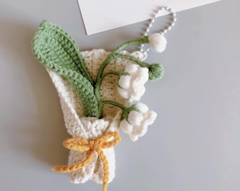 Mini Lily of the Valley Bouquet Keychain Crochet PDF Pattern, Amigurumi Flower Bouquet Keychain Crochet Tutorial, Mini Flower Mother's Day