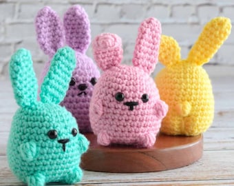 Schema all'uncinetto per coniglietti di peluche a basso cucito, file PDF Amigurumi, schema tutorial in inglese, schema all'uncinetto per conigli, schema inglese Amigurumi in PDF