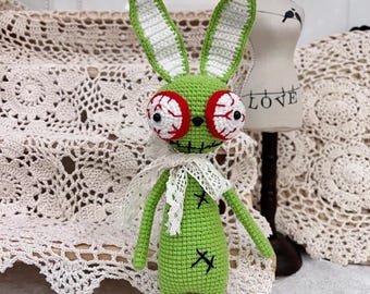 Creepy Bunny Halloween Crochet PDF Pattern, Spooky Vibe Halloween Doll Crochet Tutorial, Creepy Bunny Doll Amigurumi Halloween Gift