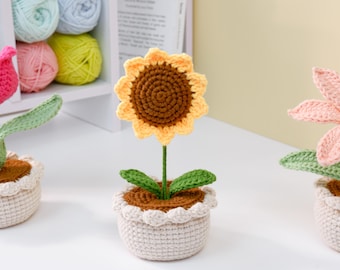 かぎ針編みの鉢植えのひまわりのパターン | あみぐるみ | ひまわりの
