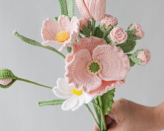 Poppy Flower Crochet Pattern, Crochet Flower Bouquet Pattern, Crochet Flower Pattern, Wedding Flower, Crochet English PDF Pattern