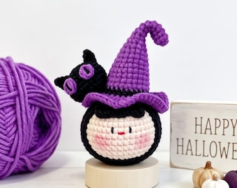 Baby Witch Halloween Crochet PDF Pattern - How to Crochet Cute Halloween Amigurumi - Cute Spooky Halloween Bag Charm Crochet
