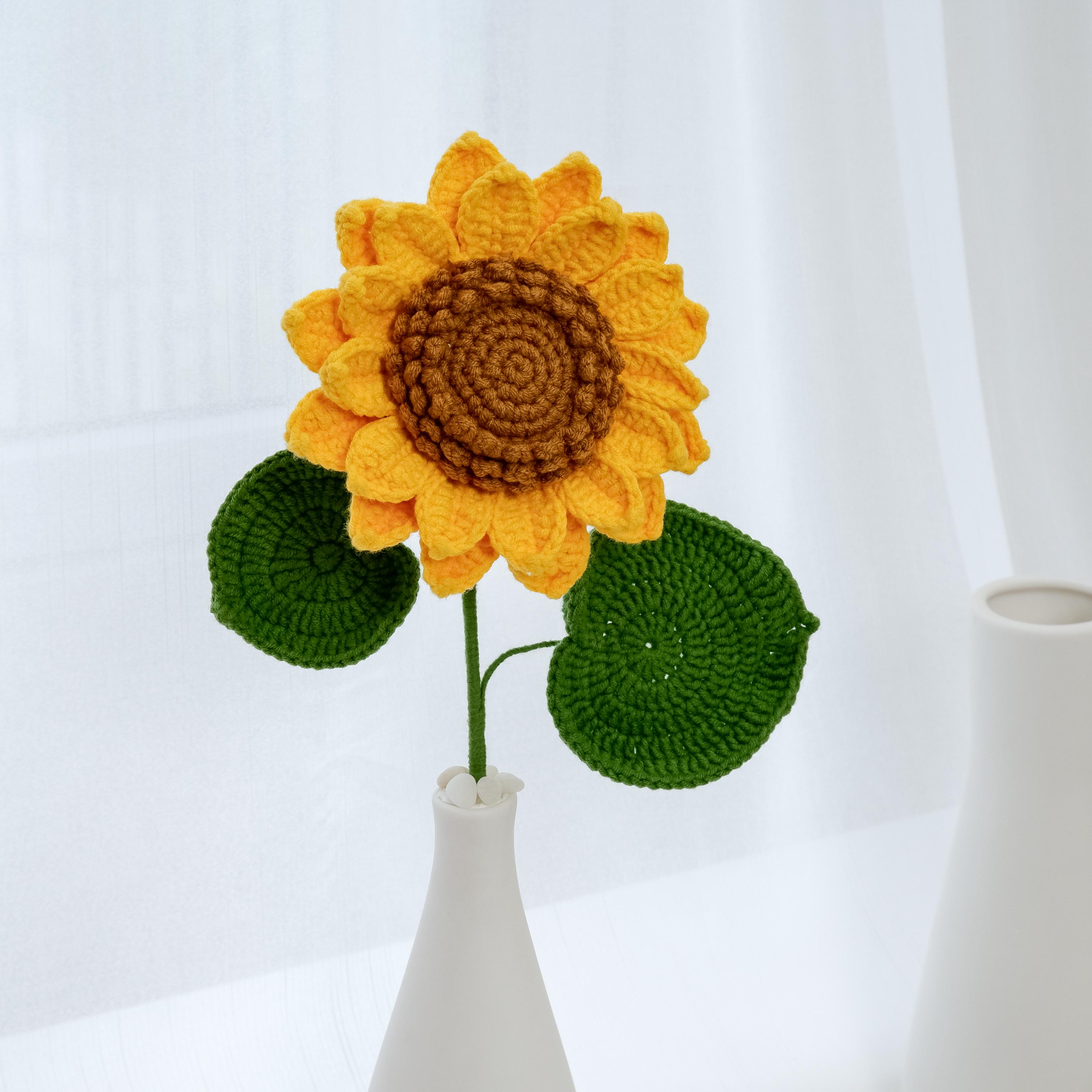 かぎ針編みのひまわりのPDFパターン、初心者向けのかぎ針編みの花の