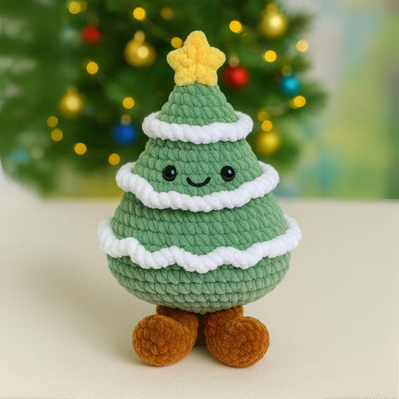 Cute Christmas Tree Crochet PDF Pattern - Cute Xmas Tree Plush Amigurumi Tutorial - Christmas Decor Crochet Pattern