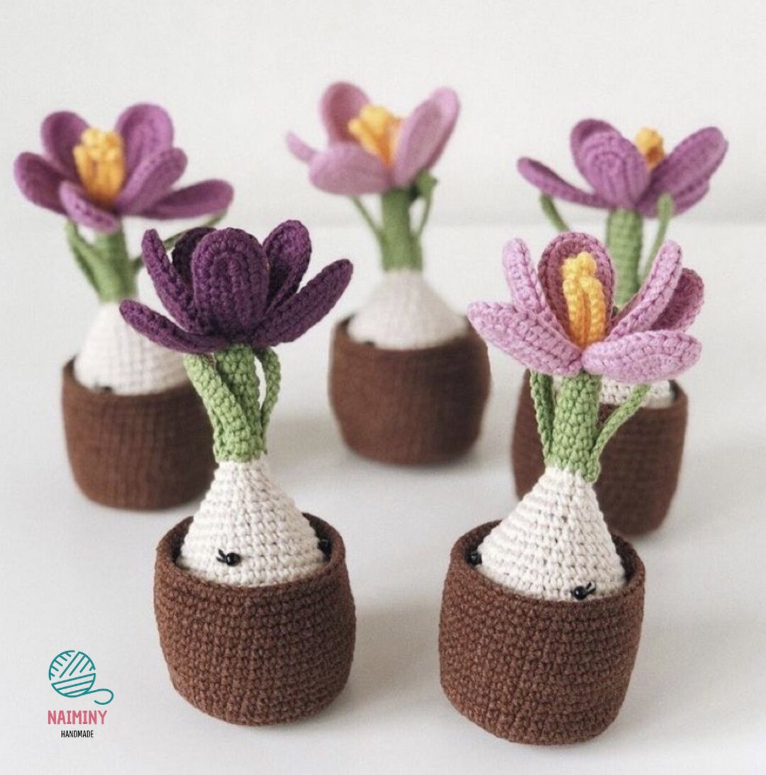 Crochet Crocus Potted Pattern - Crochet Flower Pattern - Photo Tutorial ...