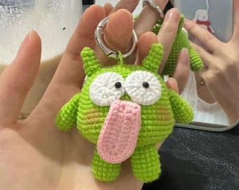 Patrón PDF de ganchillo de monstruo divertido - Tutorial de llavero amigurumi de ganchillo gracioso - Ganchillo de Halloween adorable - Patrón de ganchillo para colgante de bolso de monstruo
