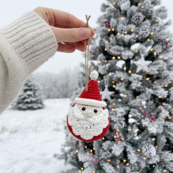 サンタボールかぎ針編みPDFパターン - クリスマスツリーオーナメント