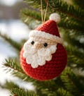 Santa Ball Crochet PDF Pattern - Christmas Tree Ornaments Amigurumi - Xmas Home Decor Crochet Tutorial - Cute Santa Crochet Boho Christmas