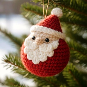 Santa Ball PDF Häkelanleitung - Weihnachtsbaum Ornamente Amigurumi - Xmas Home Decor Häkelanleitung - Cute Santa häkeln Boho Weihnachten
