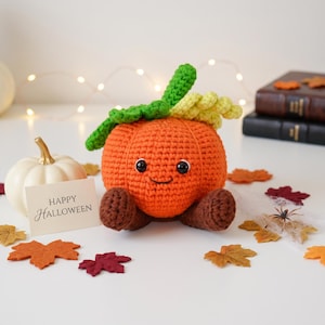 Patrón PDF de ganchillo de calabaza con forma de gato de gelatina - Decoración de otoño a ganchillo fácil para principiantes - Decoración acogedora para el hogar a ganchillo, tutorial de amigurumi de calabaza adorable imagen 2