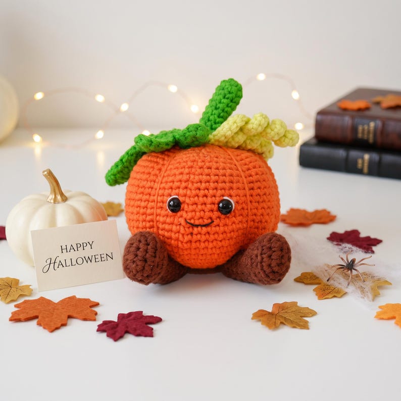 Patrón PDF de ganchillo de calabaza con forma de gato de gelatina - Decoración de otoño a ganchillo fácil para principiantes - Decoración acogedora para el hogar a ganchillo, tutorial de amigurumi de calabaza adorable imagen 2