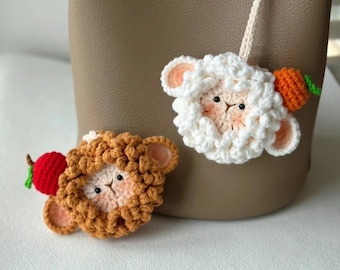 Sheep Bag Charm Crochet PDF Pattern, How to Crochet Face Sheep Amigurumi, Easy Crochet Sheep Keychain Tutorial, Crochet Cute Animal Decor