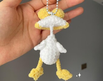 おもしろい小さなアヒルのキーホルダーの編み図、かわいいミニアヒルの