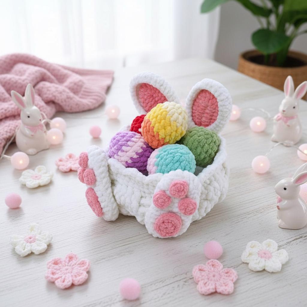 Easter Bunny Basket Crochet PDF Pattern - Step by Step Crochet Easter ...