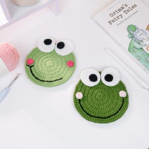 No sew Crochet Frog Coaster PDF Pattern, Easy Crochet Pattern for Beginner, Cute Animal Coaster Amigurumi Step by Step Tutorial Decoration