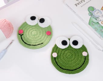 No sew Crochet Frog Coaster PDF Pattern, Easy Crochet Pattern for Beginner, Cute Animal Coaster Amigurumi Step by Step Tutorial Decoration