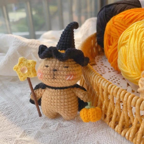 Capybara Wizard Crochet PDF Pattern, Cute Animal Halloween Crochet Tutorial, Small Capybara Halloween Decoration, Funny Amigurumi Crochet