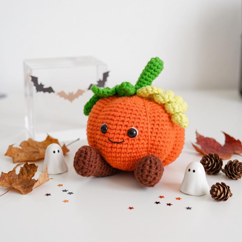Patrón PDF de ganchillo de calabaza con forma de gato de gelatina - Decoración de otoño a ganchillo fácil para principiantes - Decoración acogedora para el hogar a ganchillo, tutorial de amigurumi de calabaza adorable imagen 3
