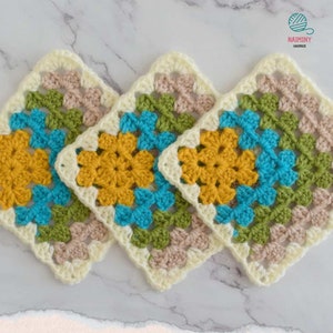 CROCHET PATTERN - Flower Coaster Square, Crochet Pattern Flower Bouquet Plant Coasters Instant Digital Download PDF Crochet Pattern
