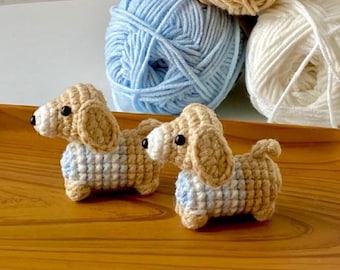 Mini Dachshund Dog Crochet PDF Pattern - How to Crochet Tiny Puppy Bag Charm - Small Animal Crochet Pattern - Cute Crochet Keychain