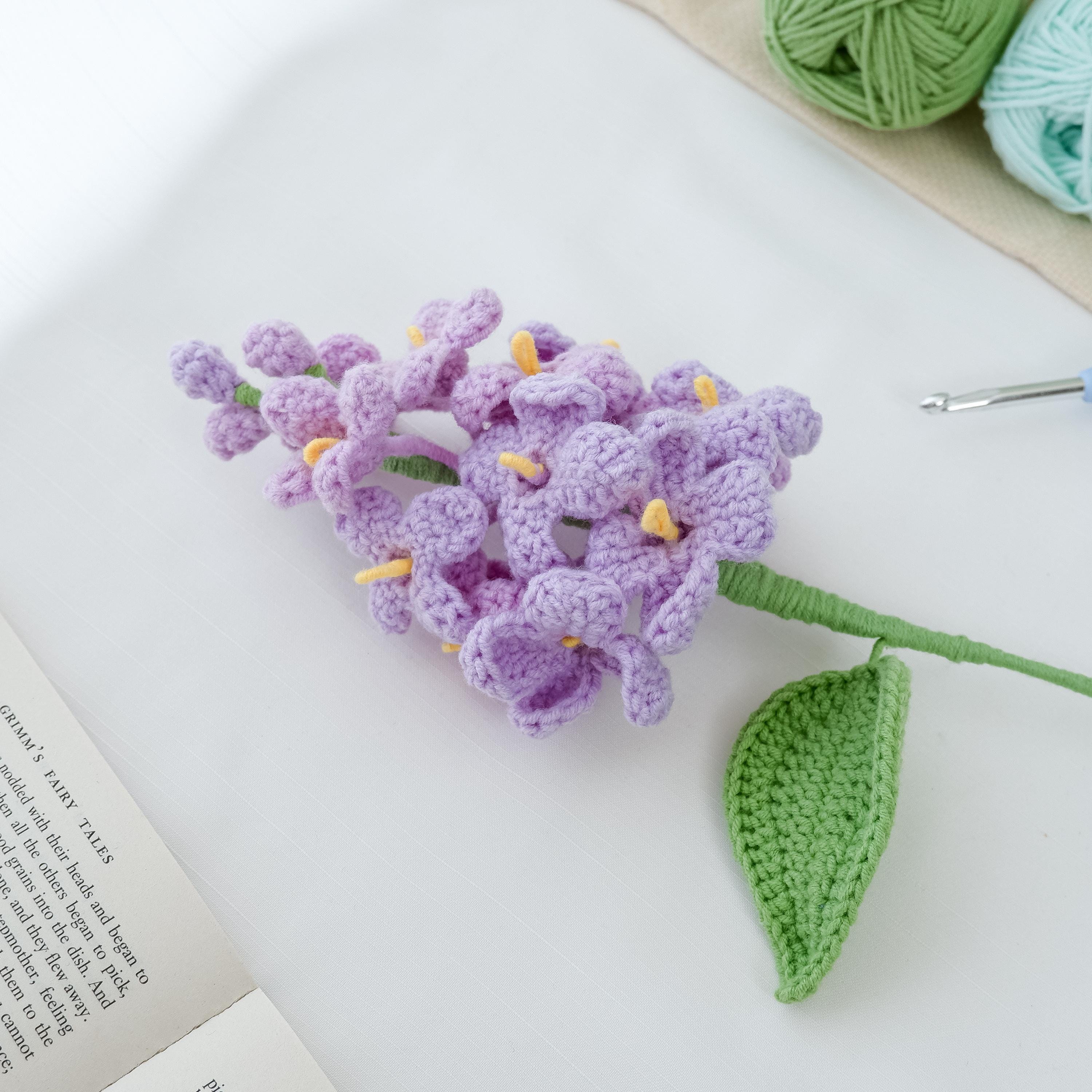 ライラックの枝の花の編み図 - 初心者向けライラックの枝の花の
