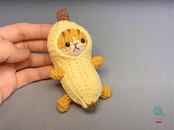 Banana Cat Keychain Crochet PDF Pattern, Amigurumi Kitty Tutorial PDF in English, Mini Cat  Crochet Keychain - Animal Crochet