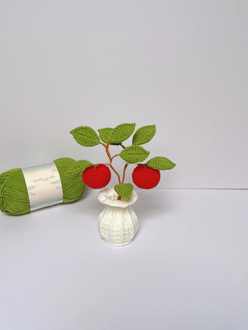 Apple Vase Crochet PDF Pattern - Holiday Dining Table Vase Crochet ...