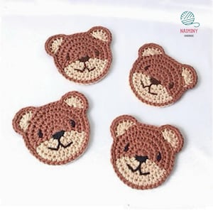 Simple Crochet Bear Coaster Pattern, Cute Bear Coaster Crochet Pattern, Cute Bear Design, Home Decor and Gift Ideas, Teddy Bear Coaster