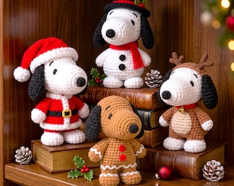 4in1 Puppy Christmas Set Crochet PDF Pattern - Easy Crochet Cute Christmas Ornaments - Xmas Tree Decoration Amigurumi - Beginner Friendly