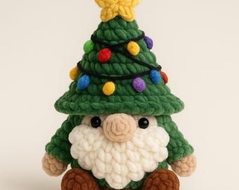 Christmas Gnome Crochet PDF Pattern - Xmas Tree Gnome Amigurumi Tutorial - Cute Christmas Home Decor Crochet Pattern