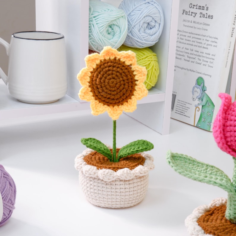 Easy Crochet Sunflower Pot PDF Pattern, Beginner Friendly Amigurumi ...