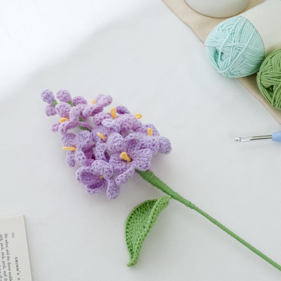 ライラックの枝の花の編み図 - 初心者向けライラックの枝の花の