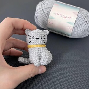 Mini Cat Crochet Pattern, Cute Crochet Cat Amigurumi PDF Tutorial, Low Sew Cute Animal Crochet, Mini Kitty Keychain Pattern image 2