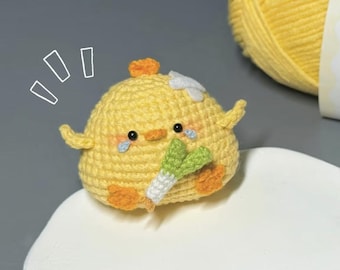 初心者向け簡単かぎ針編みひよこ型アイスクリームコーン、夏らしい編み