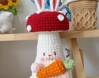 Jellycat Bunny Mushroom Cute Crochet Pattern - Low Sew Cute Plushie Amigurumi PDF Tutorial - Crochet Cute Mushroom Home Decoration Pattern