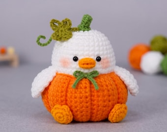 Cute Halloween Duck Crochet PDF Pattern - Easy Crochet Funny Duckling Amigurumi - Pumpkin Duck Crochet Decoration - Mini Animal Crochet
