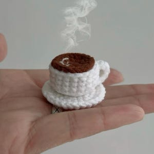 Crochet Mini Coffee Cup Keychain Pattern, Amigurumi Tutorial PDF in English, Crochet Mini Keychain, Coffee Cup Crochet, Kitchen Crochet