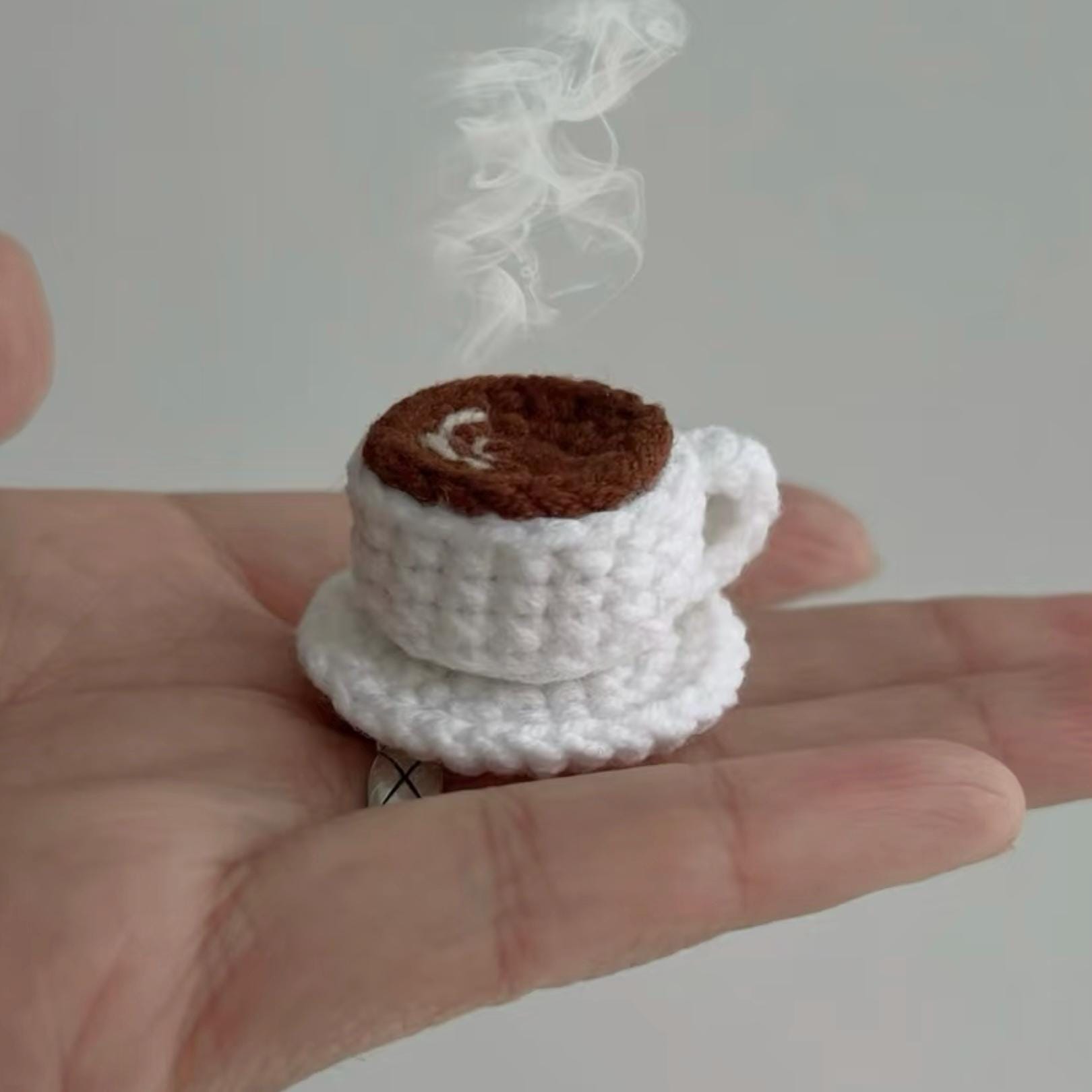 Crochet Mini Coffee Cup Keychain Pattern, Amigurumi Tutorial PDF in English, Crochet Mini Keychain, Coffee Cup Crochet, Kitchen Crochet
